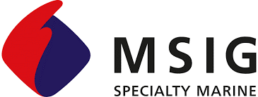 Logo van MSIG Specialty Marine met een rood en blauwe abstracte vorm en de tekst 'MSIG SPECIALTY MARINE'.